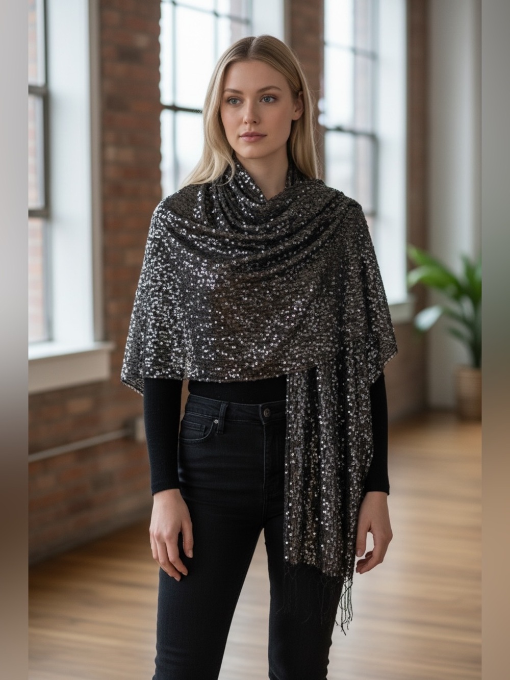 Elegant Black Lace Scarf